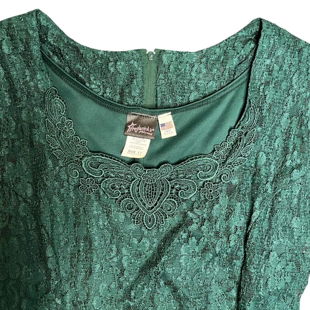 VTG Fredericks of Hollywood Green Lace Dress Corset 11 Fairy Grunge Whimsigoth - Picture 14 of 16